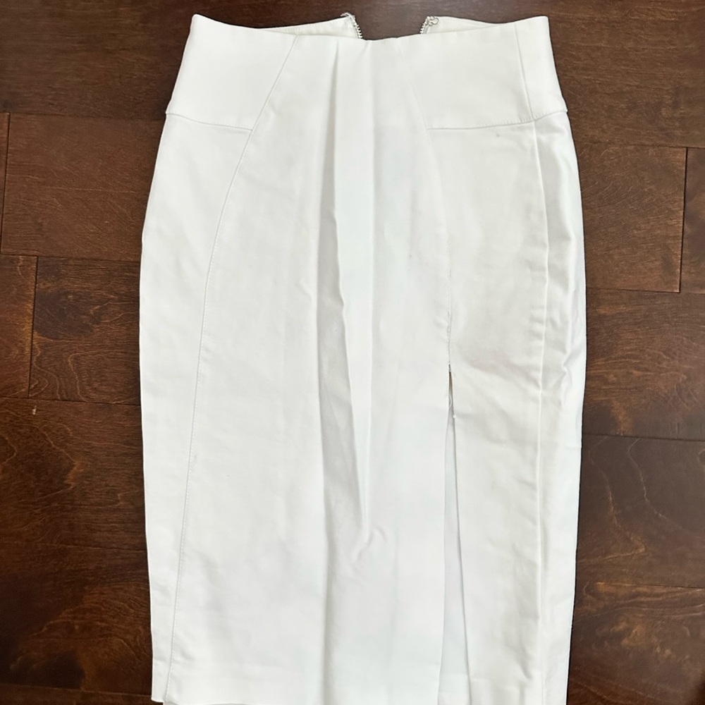 Bebe White Midi Pencil Skirt with Slit